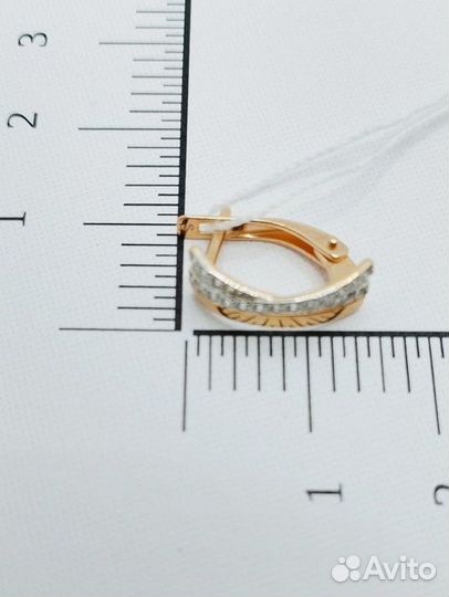 Золотые серьги с фианитом