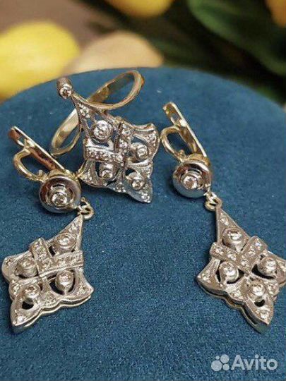 Золотой комплект с бриллиантами 13,3гр