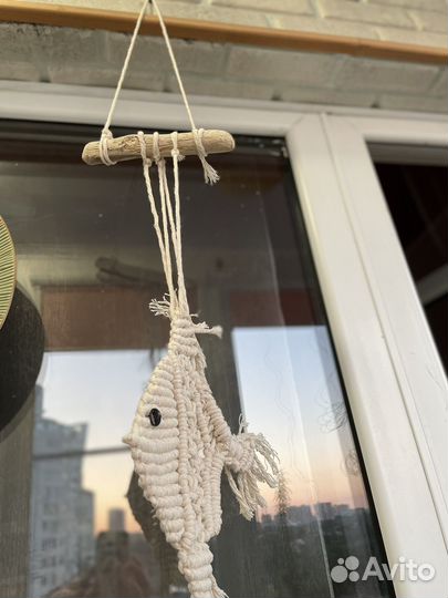 Панно в технике макраме «Рыбки«