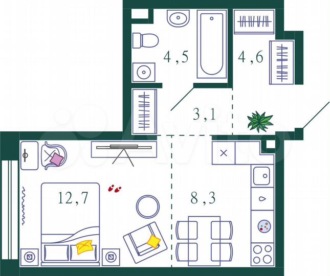 1-к. квартира, 50,1 м², 16/28 эт.