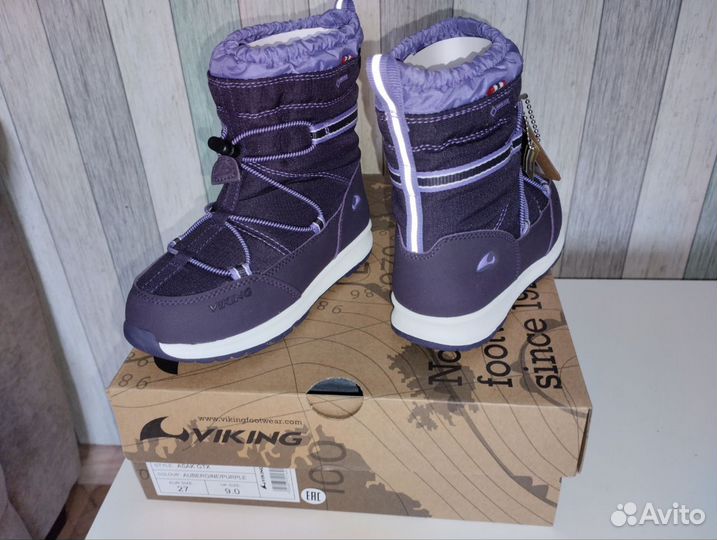 Зимние ботинки viking asak gtx черные и пурпурные