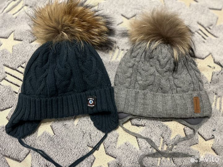 Шапка с натуральным помпоном