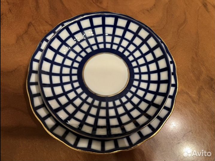 Чайное трио Кобальтовая клетка лфз