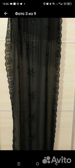 Шарф (палантин) черный полупрозрачный