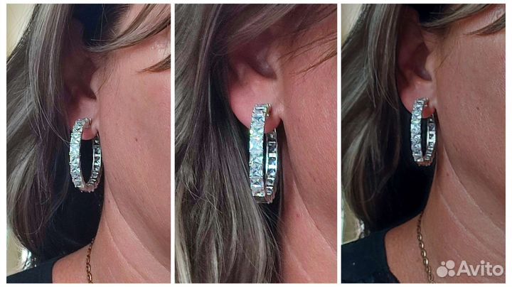 Крупные серьги конго, 4см, 21,11 гр, 925