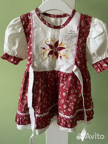 Платье детское льняное народные мотивы 80 86
