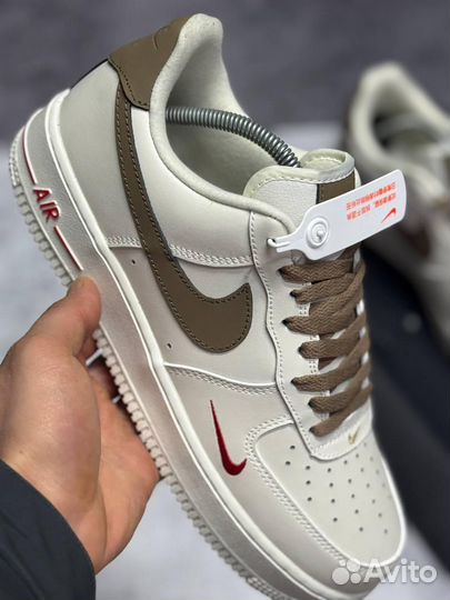 Кроссовки Nike Air Force 1 White Brown (Арт.59613)