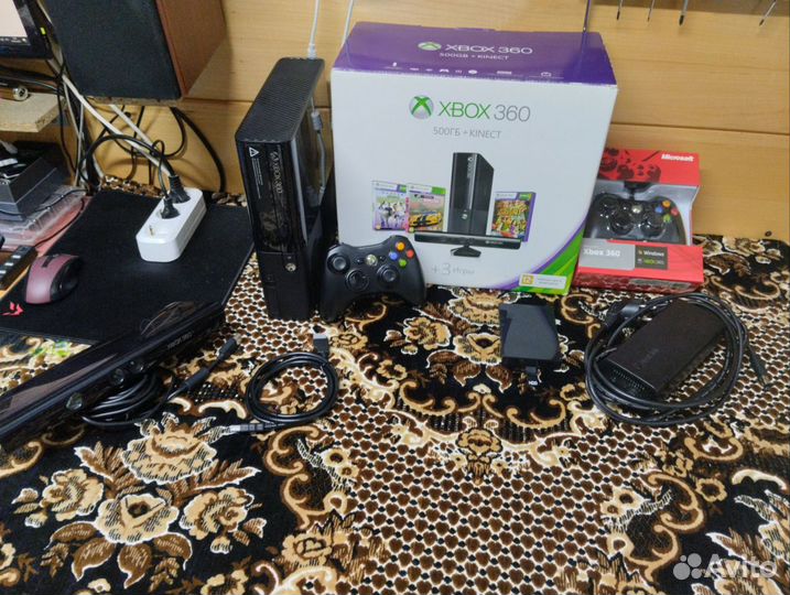 Xbox 360E/500Gb+107 Игр+Kinect+Два джойстика