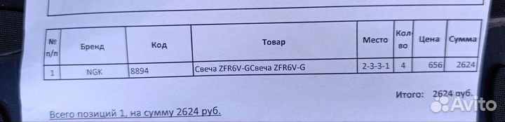 Свечи зажигания NGK ZFR6V-G, 4шт