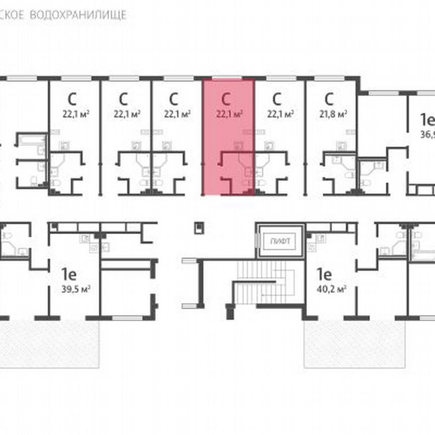 Квартира-студия, 22,1 м², 1/4 эт.