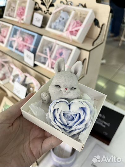 Набор мыла с зайкой и пионом