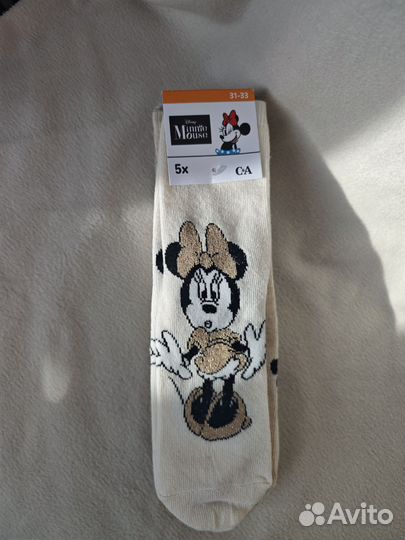 Носки 31/33 с Минни Маус, 5 пар, новые, ca