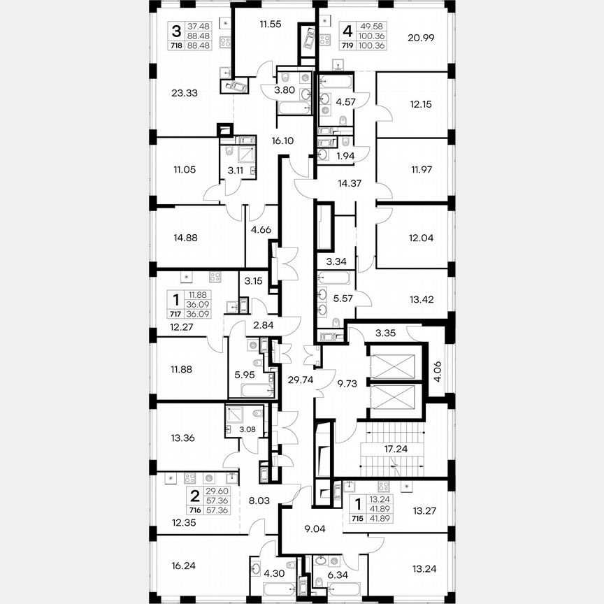 4-к. квартира, 100 м², 18/19 эт.