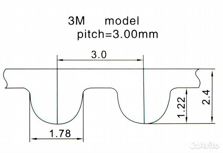 Ремень зубчатый резиновый HTD501-3M, ширина -10 мм