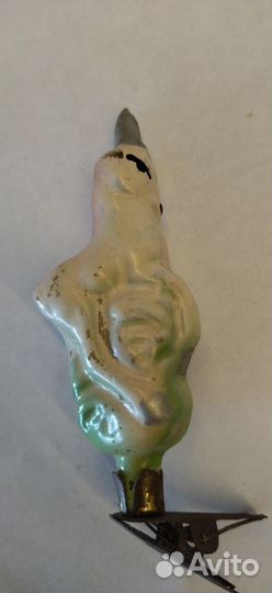 Ёлочная игрушка серебряное копытце.стекло, сказка