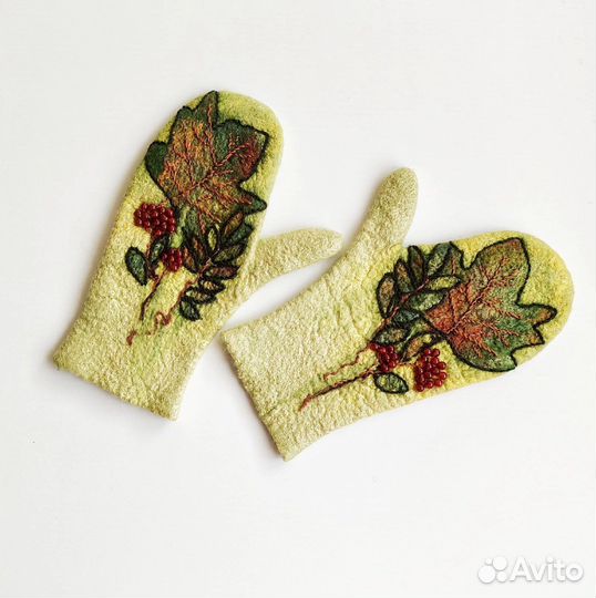 Варежки валяные из овечей шерсти.Ручная работа