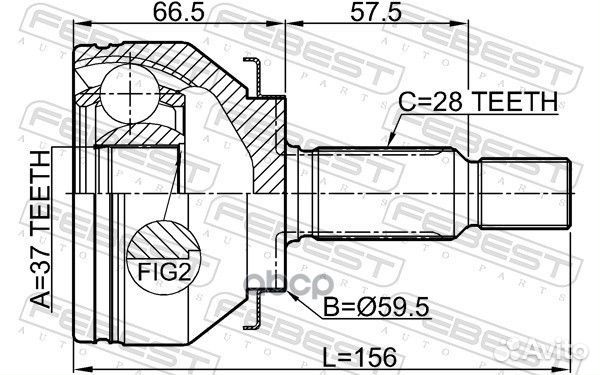 Шрус наружный 37X59.3X28 mitsubishi grandis 200