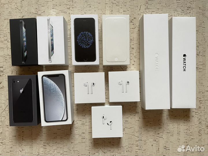 Коробки Apple iPhone, AirPods, Watch