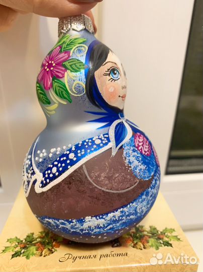 Елочные игрушки Винтажный шар. Матрёшка Дашенька