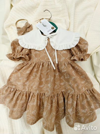 Платье муслиновое для девочки новое 92