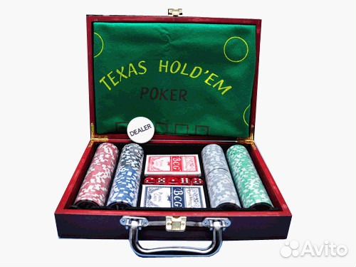 Набор Покер в деревянном кейсе 200 фишек