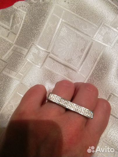 Кольцо дорожка на 2 пальца. Сваровски
