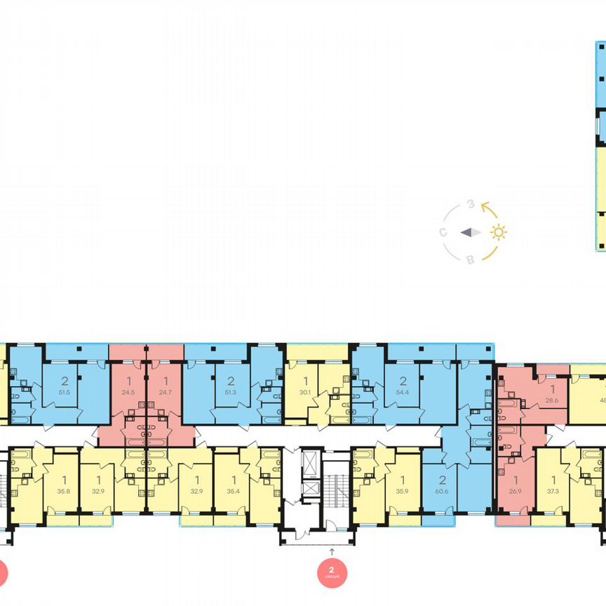 2-к. квартира, 63,6 м², 9/15 эт.