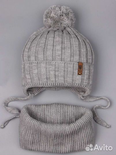 Шапка детская демисезонная для мальчика + снуд