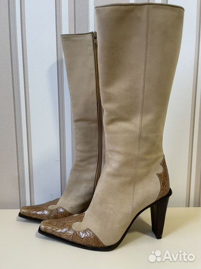 Сапоги женские Casadei 36 кожа бежевые