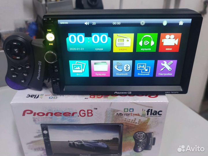 Магнитола 2 din Pioneer.GB 7633, пульт на руль