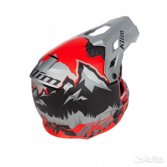 3761-002-140-003 Шлем klim F3 Carbon Helmet ECE LG DNA Fiery Red - Monument Gray 3761-002-140-003