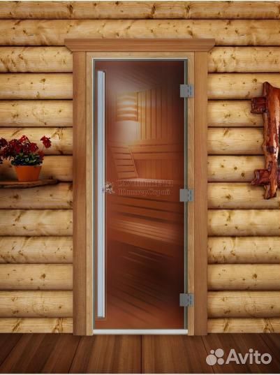 Дверь для сауны стеклянная Престиж (бронза) 190х60