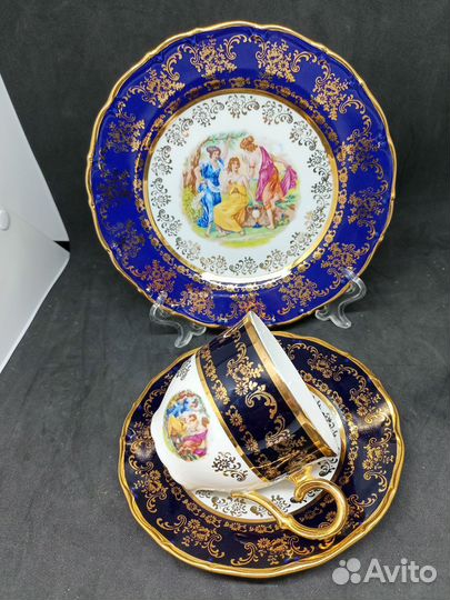 Чайный набор. Чехосл. Кобальт. Оригинал