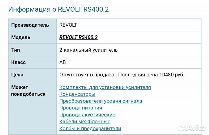 Усилитель Revolt RS400.2