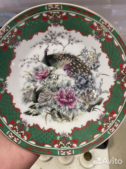 Чайный сервиз павлин зеленый/ фарфор