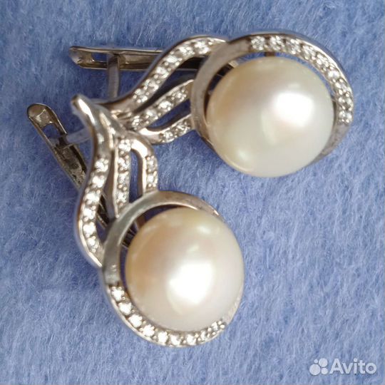 Серьги серебро с жемчугом