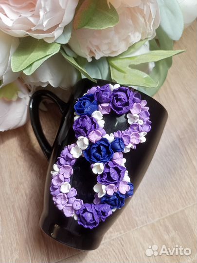 Кружка с декором из полимерной глины