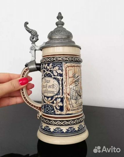 Антикварная Пивная кружка Керамика начало 20 века