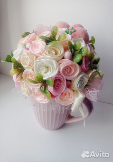 Интерьерная композиция Букет из роз в чашке