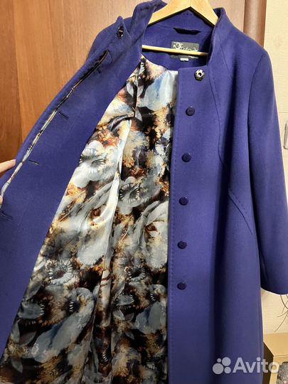 Пальто женское, демисезонное, фиолетовое