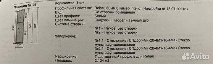 Окно пластиковое глухое