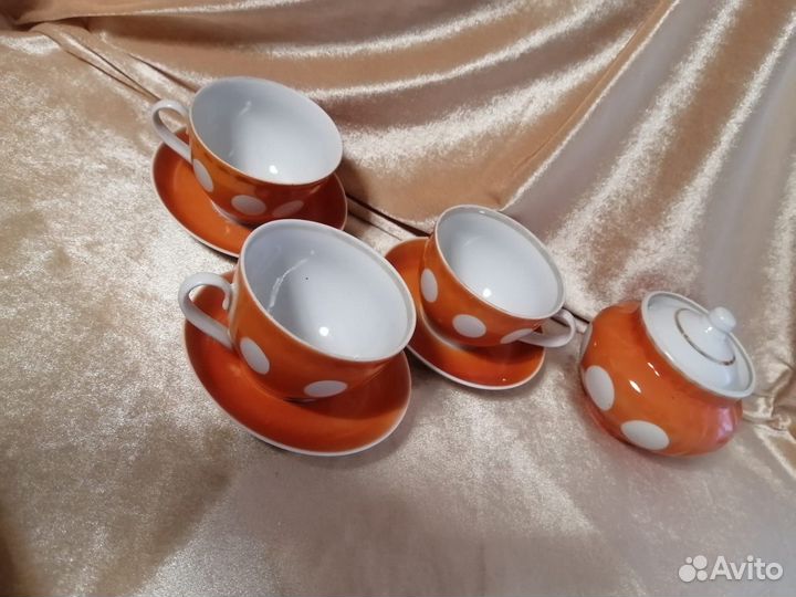 Чайные пары и сахарница. Винтаж СССР