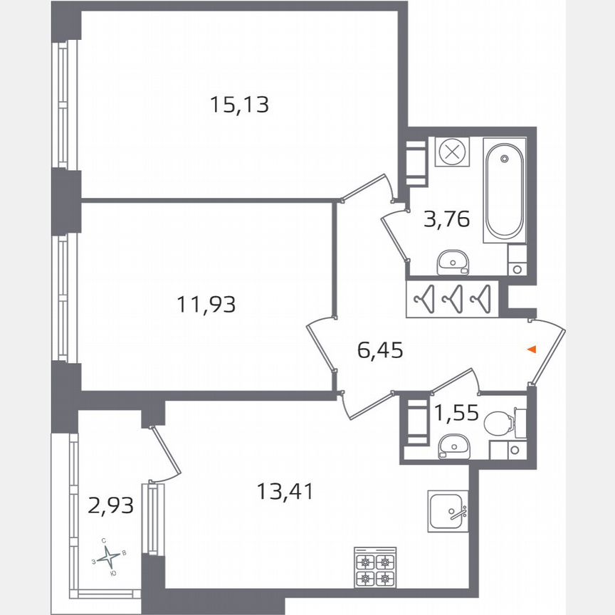 2-к. квартира, 53,7 м², 5/17 эт.