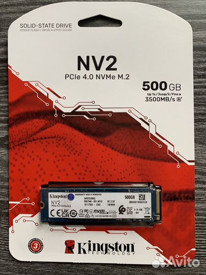 SSD накопитель Kingston NV2 M.2 2280 500 гб