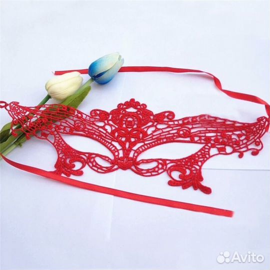 Маска кружевная красная и розовая маски кружево