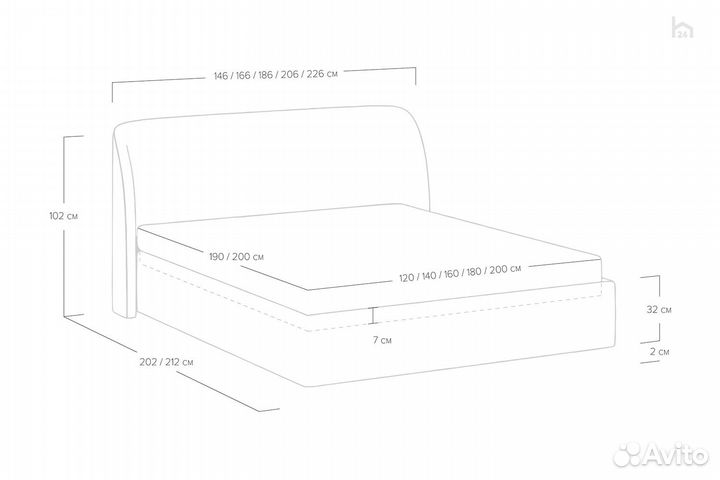 Кровать с подъемным механизмом Тип 1 200x200 Nicole