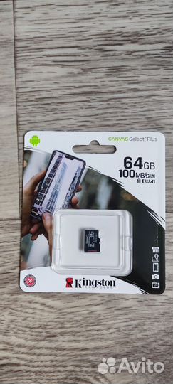 Карта памяти MicroSD 64gb kingston флешка микросд