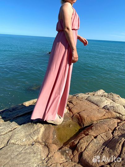 Платье макси длинное розовое 48-50 L XL