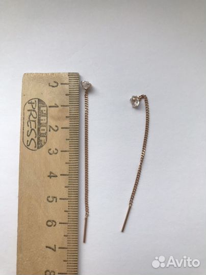 Золотые серьги продевки 585