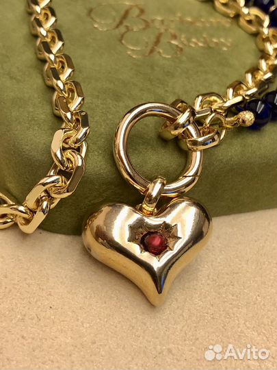 Колье с ярко- синей Presiosa сердцем позолота